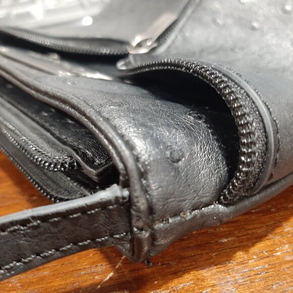 Rare faux ostrich leather  moto detail chic spanner bag - Picture 10 of 11